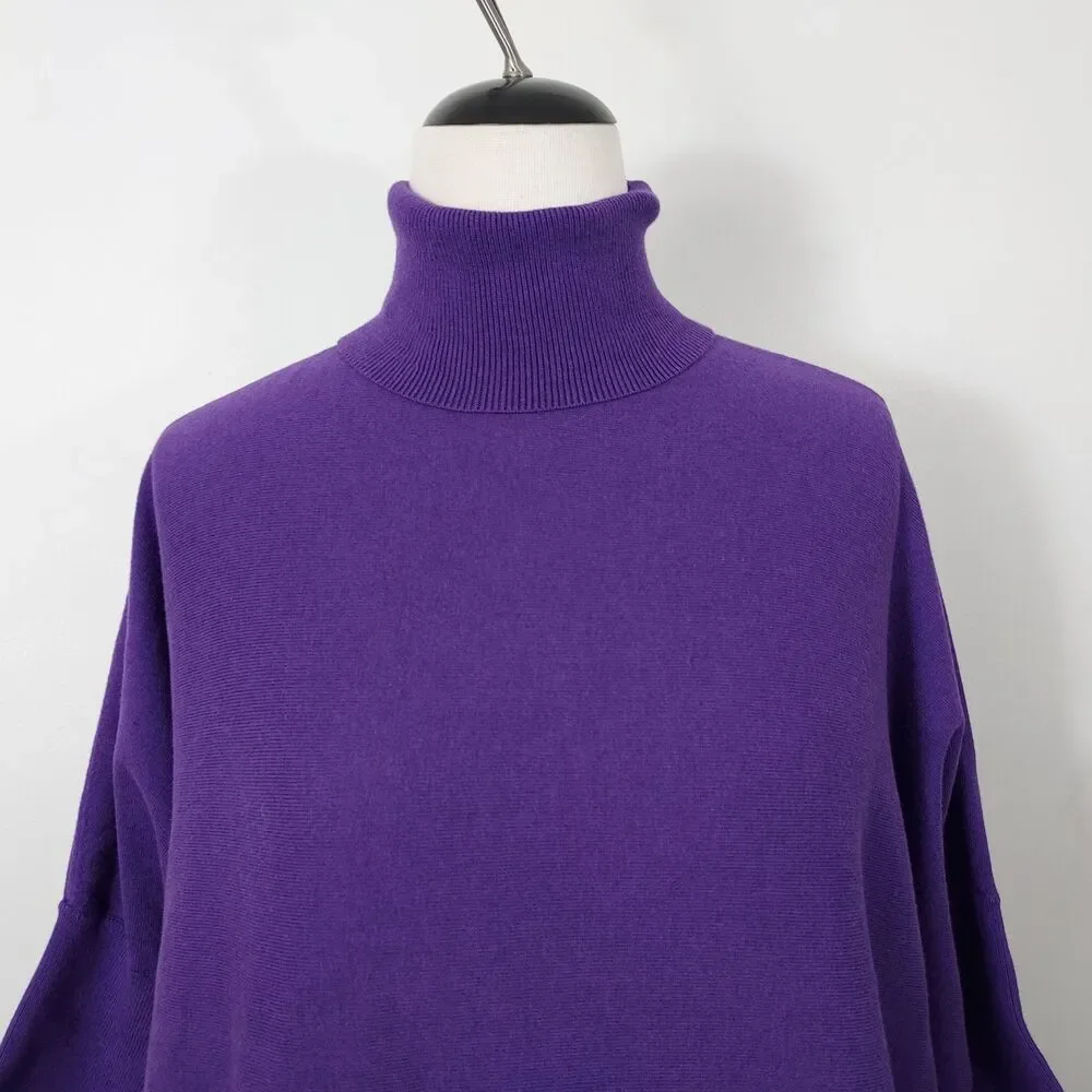 MICHAEL Michael Kors Sweater Top Boxy Oversize Turtleneck Handwarmer Women XS